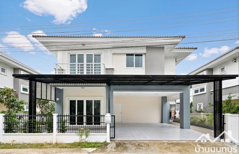 (ขายแล้ว) หมู่บ้านคุณาลัย คอร์ทยาร์ด บ้านกล้วย-ไทรน้อย ต่อเติมครบ ราคาขาดทุน