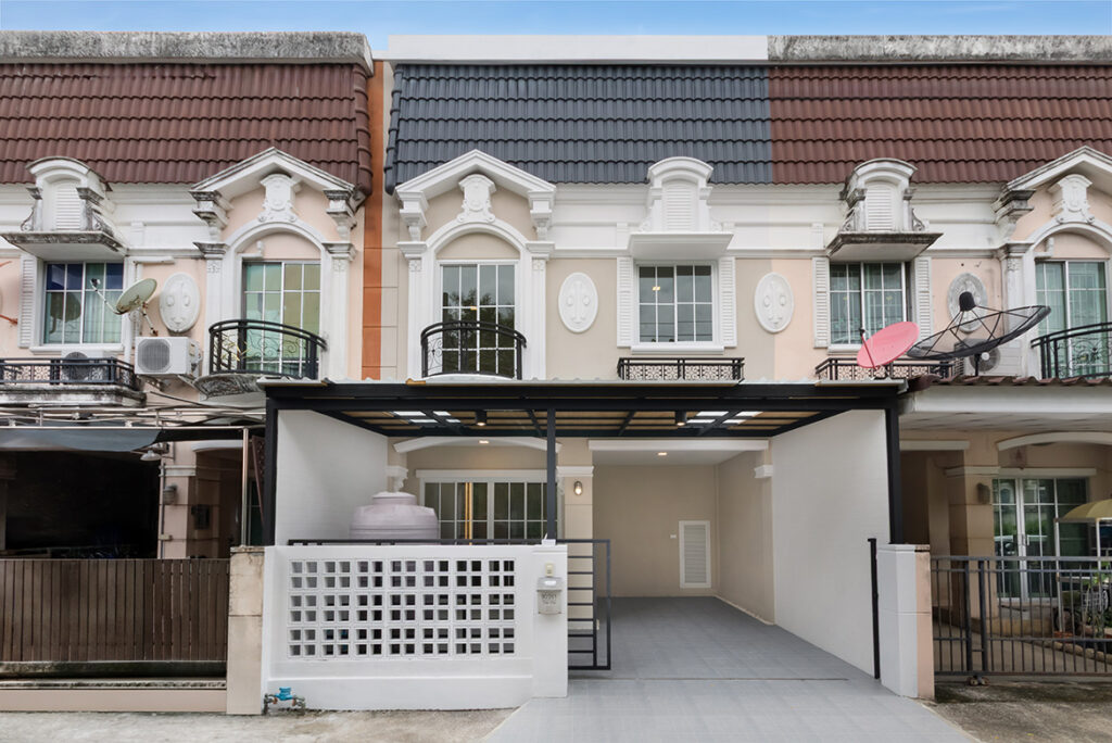 ทาวน์โฮม 2 ชั้น รีโนเวทใหม่ หมู่บ้านเดอะวิลล่า รัตนาธิเบศร์ หน้าบ้านไม่ชนใคร ต้นโครงการ (ซอยท่าอิฐ-ไทรม้า) พร้อมอยู่ ใกล้รถไฟฟ้าสายสีม่วง